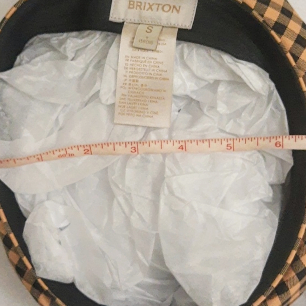 Brixton Fiddler Beret Cap Hat Gingham Plaid Yellow Black NEW Sizes S, M, L - Picture 9 of 14